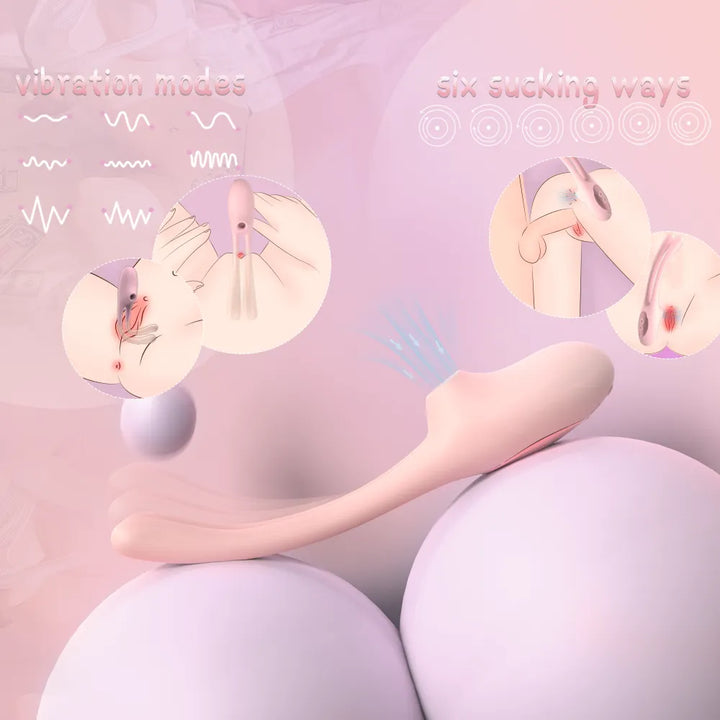 Rabbit Ear Dual Wand Vibrator with Sucking - Rock Candy