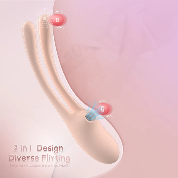 Rabbit Ear Dual Wand Vibrator with Sucking - Rock Candy