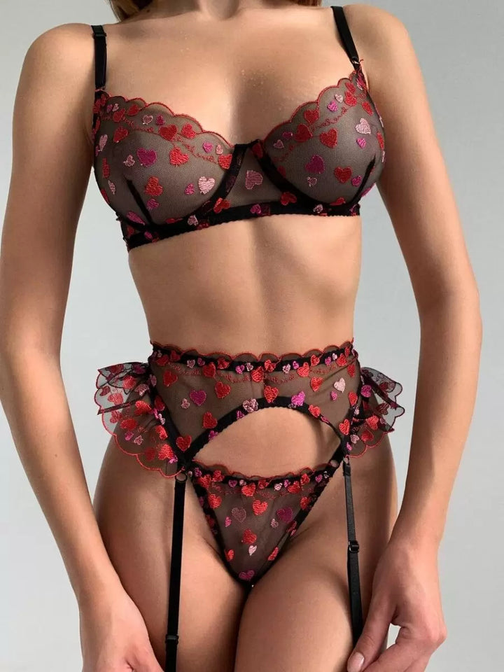 Love heart embroidery stitching sexy lingerie - Rock Candy