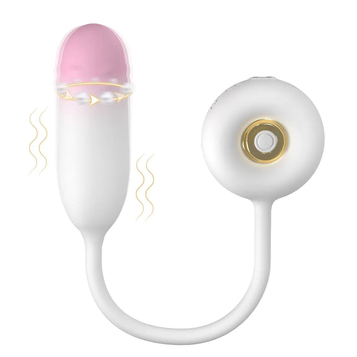Pink-White Gradient Egg Vibrator with Rotating Beads - Rock Candy