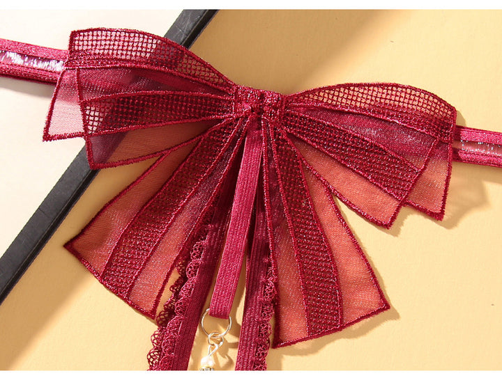 Valentine's Seduction Pearl G-String - Sheer Lace Open-Crotch Panty with Pearl Accents - Rock Candy
