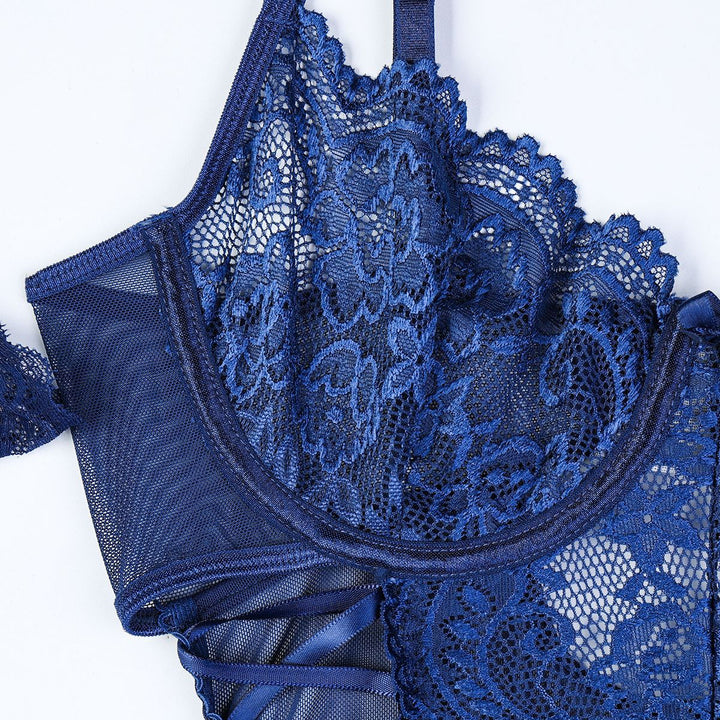 Lace Corset Teddy – Underbust Garter Belt & G-String Set - Rock Candy