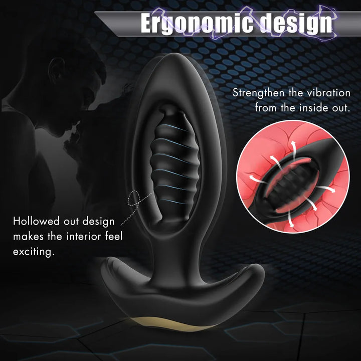 Hollow Vibrating Anal Plug with Spiral Core - Rock Candy