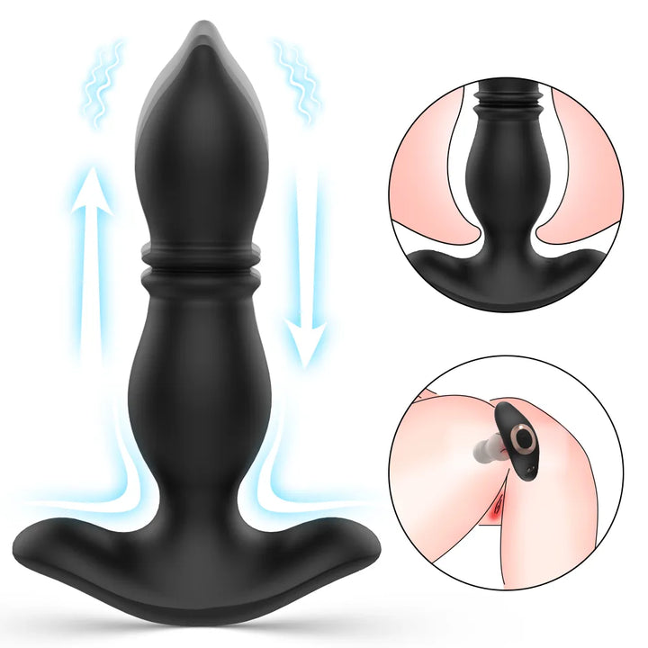 Remote Thrusting Vibrating Anal Plug for Women - Rock Candy