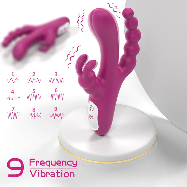 Triple Motor Rabbit Vibrator with Anal Beads - Rock Candy