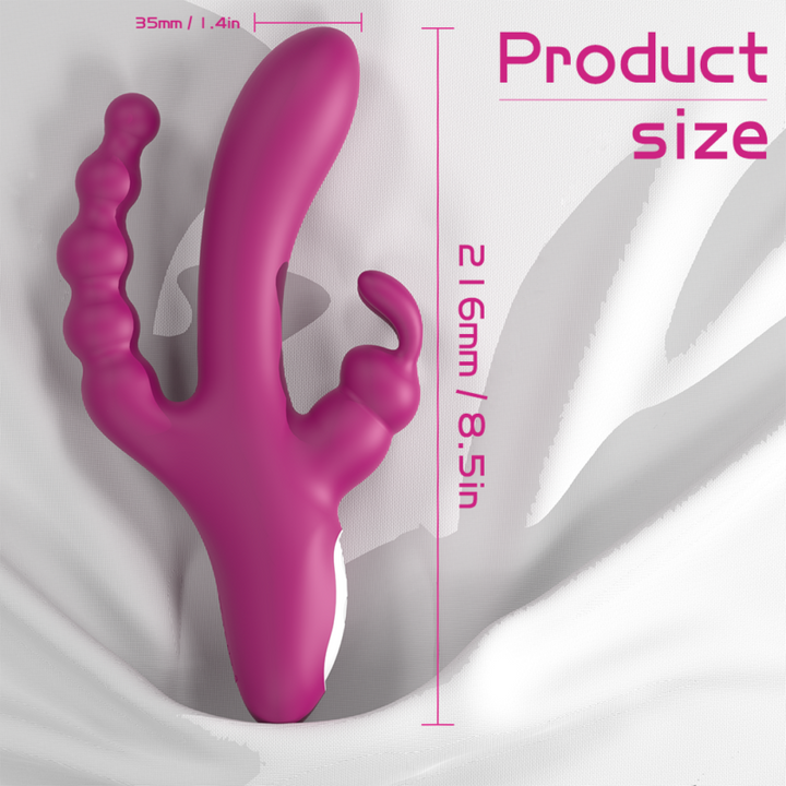 Triple Motor Rabbit Vibrator with Anal Beads - Rock Candy