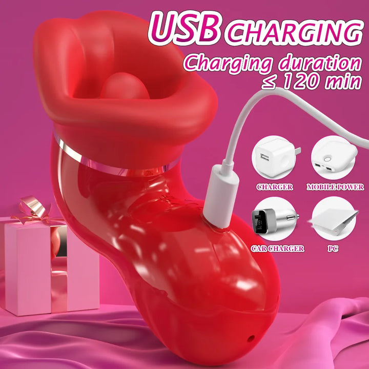 LickWave 3-in-1 Tongue Vibrator for Women - Rock Candy
