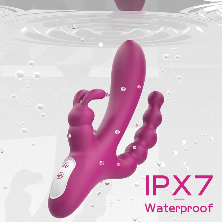 Triple Motor Rabbit Vibrator with Anal Beads - Rock Candy