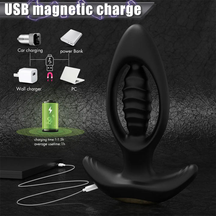 Hollow Vibrating Anal Plug with Spiral Core - Rock Candy