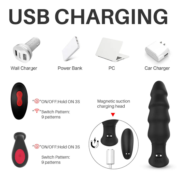 Step-Layered Unisex Vibrating Anal Plug Massager - Rock Candy