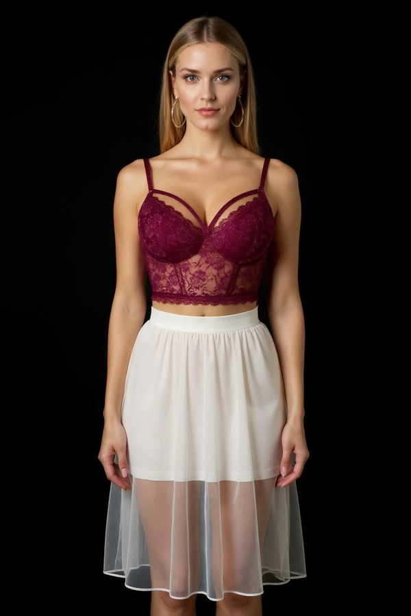 Bold Bloom Lace Bra – Blue & Pink Floral