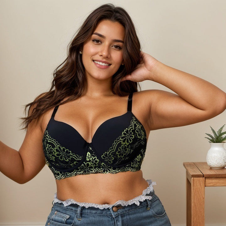 Glow & Go – Black Floral Lace Bra - Rock Candy