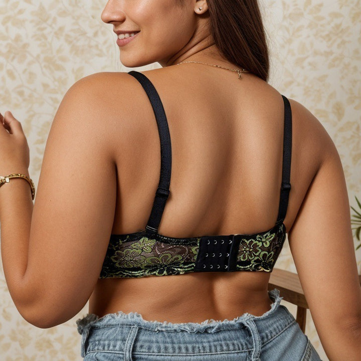 Glow & Go – Black Floral Lace Bra - Rock Candy