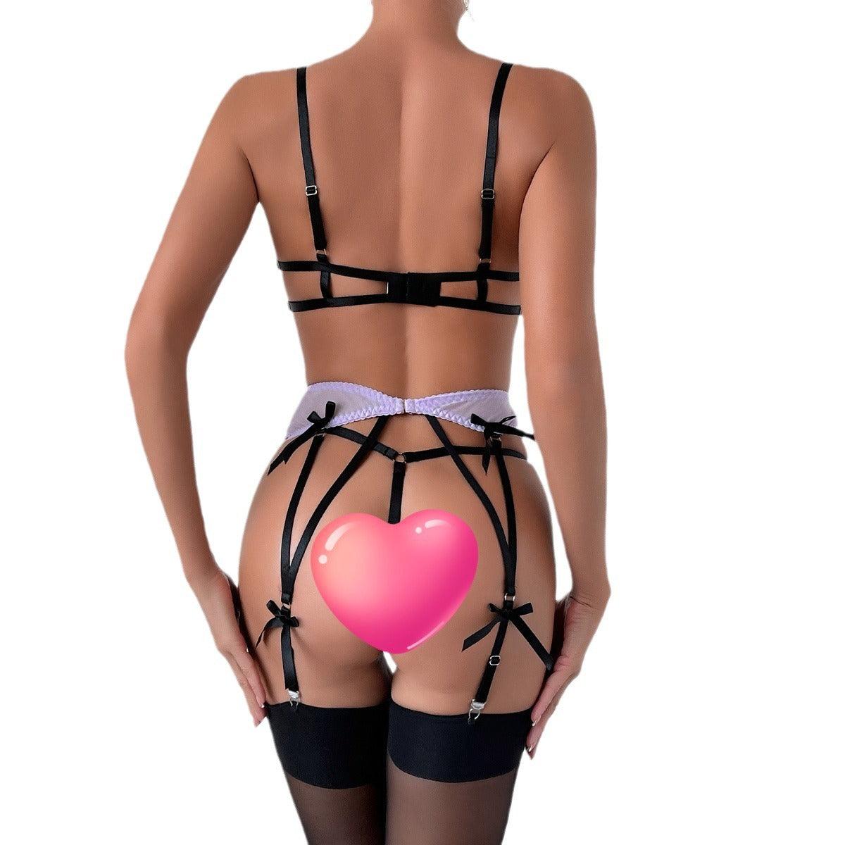 Lace Embroidered Mesh See-Through Butterfly Garter - Rock Candy