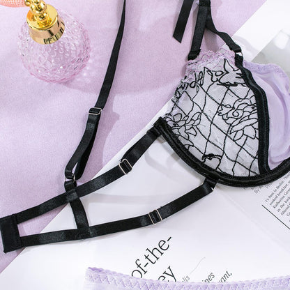 Lace Embroidered Mesh See-Through Butterfly Garter - Rock Candy