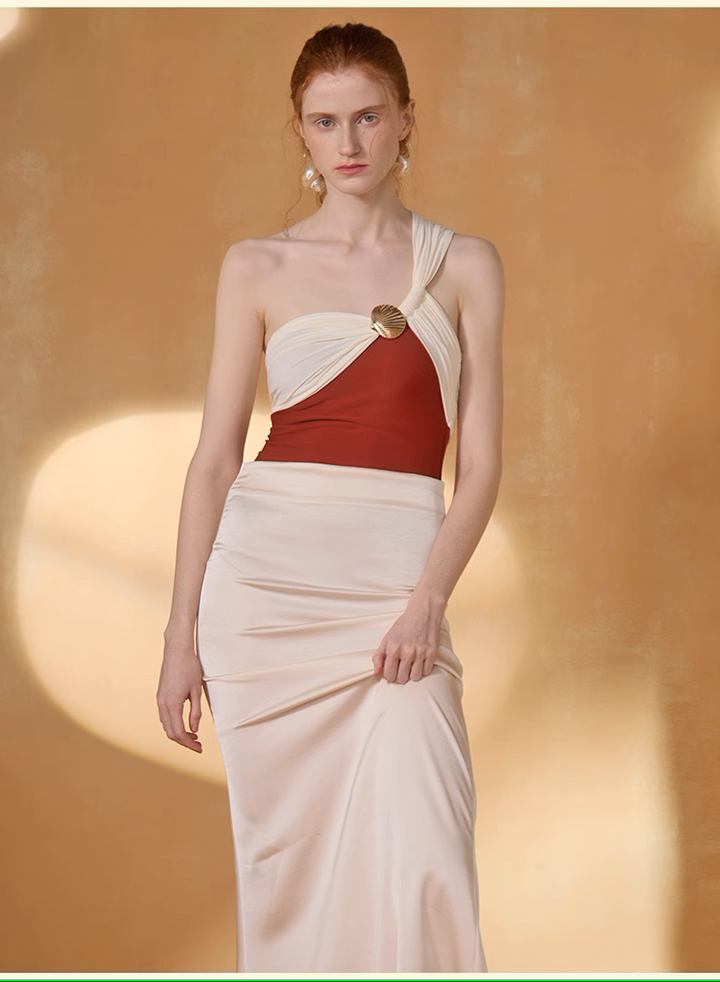 Sophisticated One-Piece Swimsuit with Elegant Shell Detail - Rock Candy