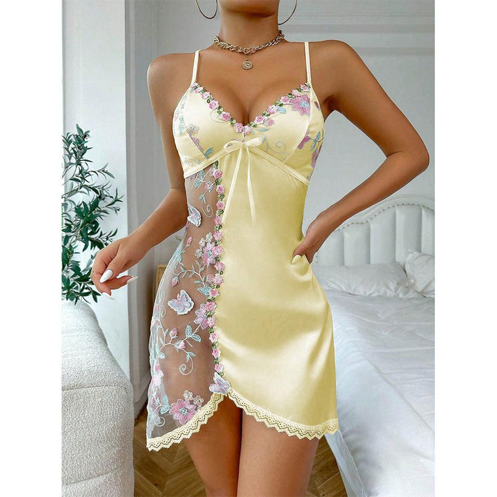 Lace see-through temptation nightdress thong two-piece set - Rock Candy