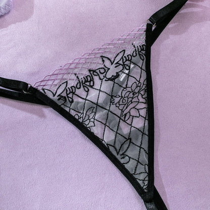 Lace Embroidered Mesh See-Through Butterfly Garter - Rock Candy