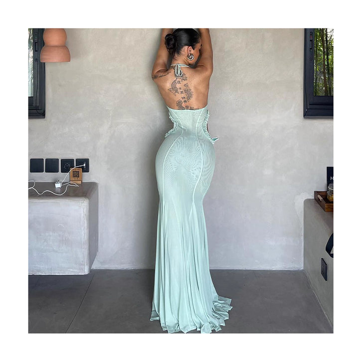 Mint Green Cut-Out Evening Gown with Butterfly Accents - Rock Candy