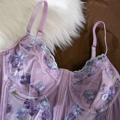 Sexy girl wearing embroidered vest with underwear - Rock Candy