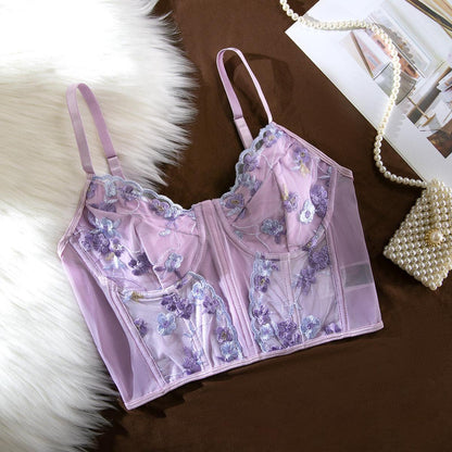 Sexy girl wearing embroidered vest with underwear - Rock Candy