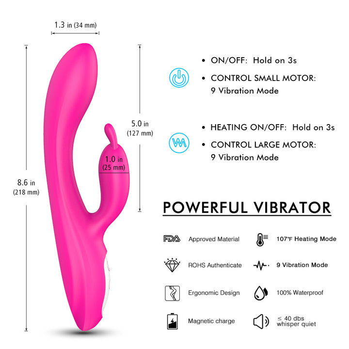Heated Rabbit Vibrator for G-Spot Clitoris - Rock Candy