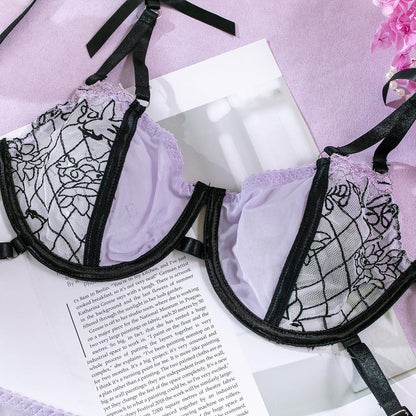 Lace Embroidered Mesh See-Through Butterfly Garter - Rock Candy