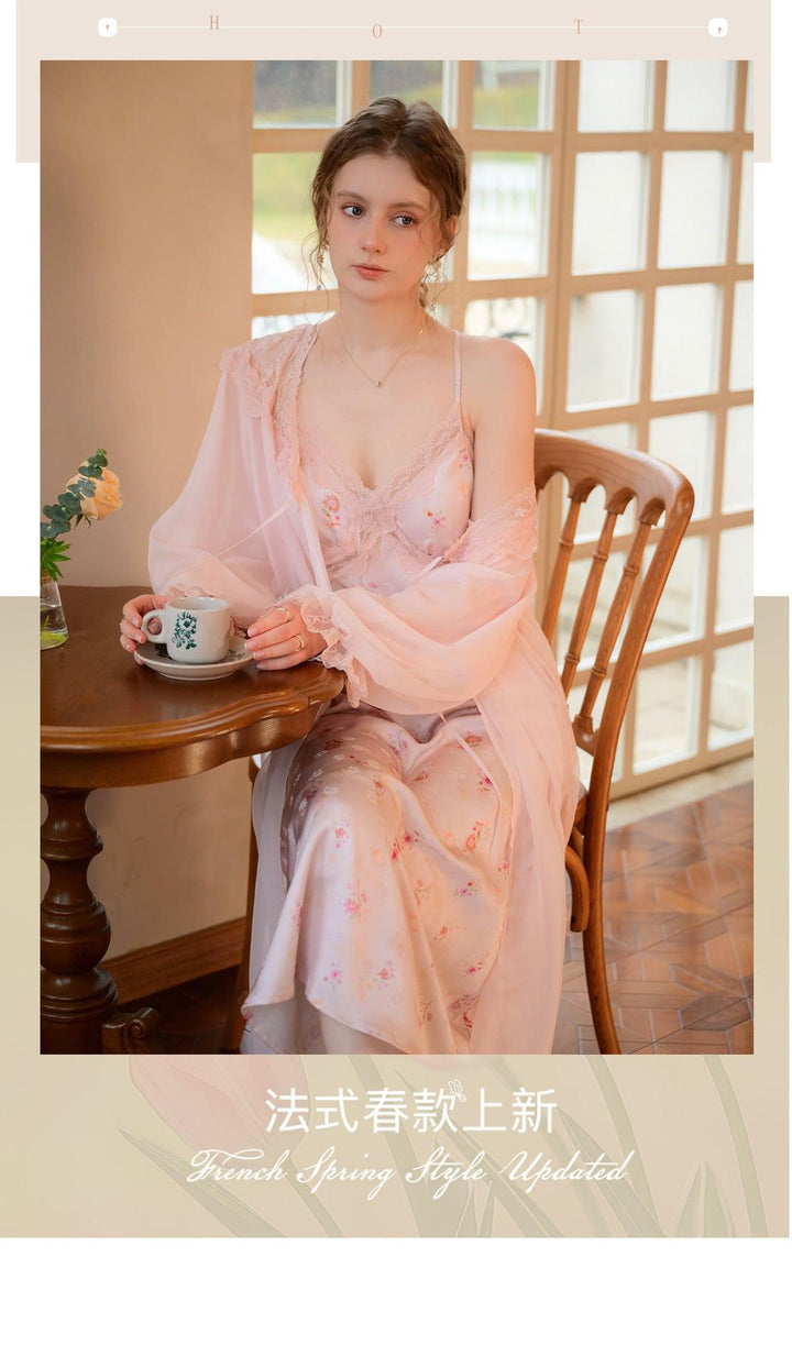 Printed suspenders sexy two-piece pajamas with bra pads - Rock Candy
