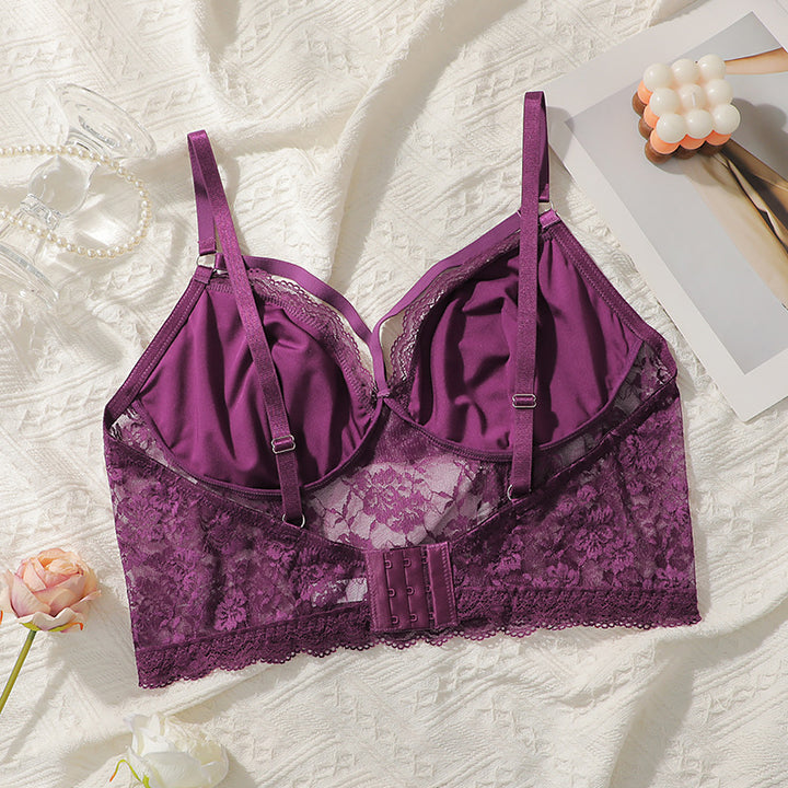 Bold Bloom Lace Bra – Blue & Pink Floral - Rock Candy