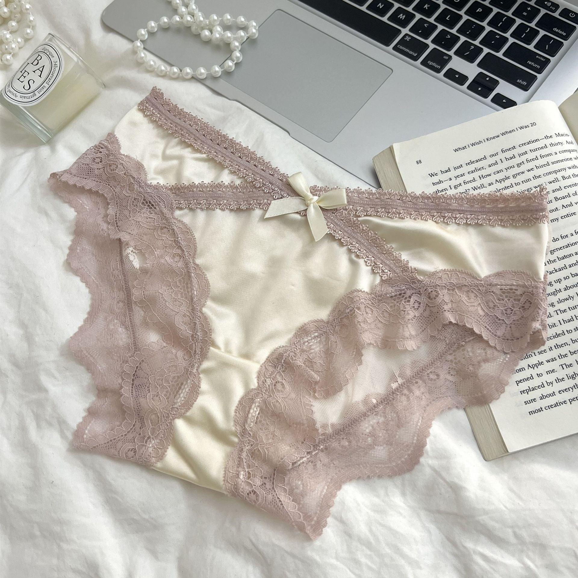 Pink Bow Lace Colorblock Briefs - Rock Candy
