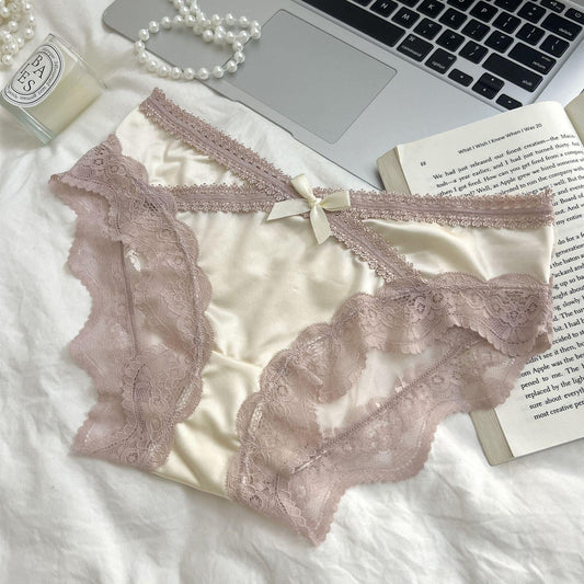 Pink Bow Lace Colorblock Briefs - Rock Candy