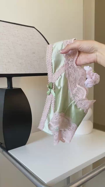 Green Bow Lace Colorblock Briefs